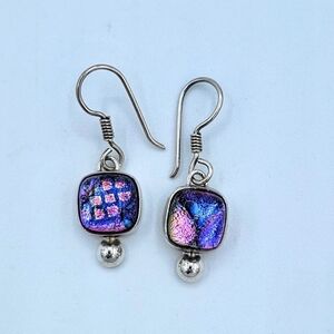 925 Silver Earrings Dichroic Glass #2458